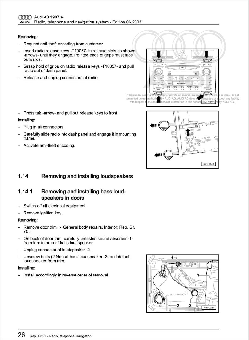Audi A3 1997-2005 Service Manual Repair, Workshop Service Repair, INSTANT Download PDF