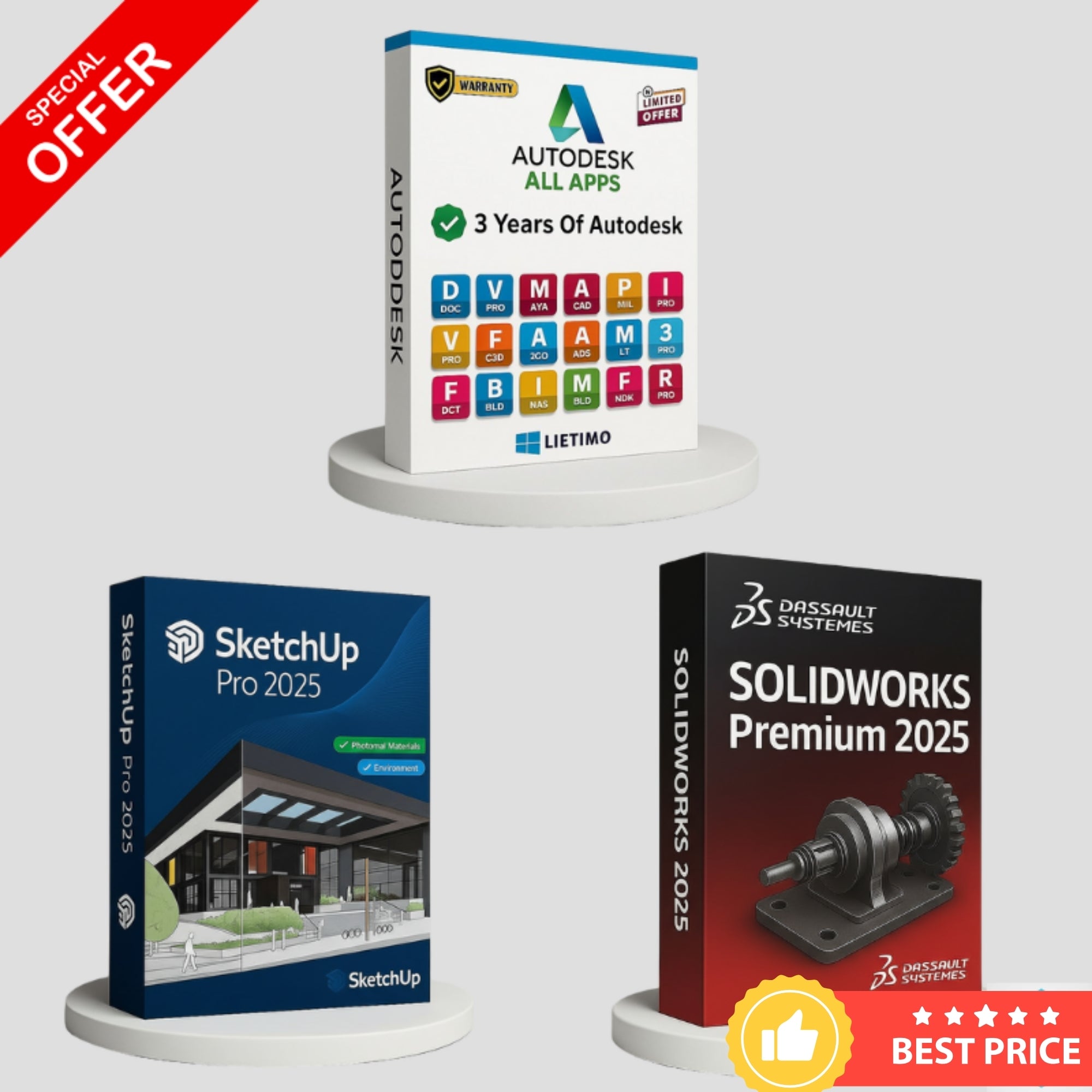 CAD Software Pack – SolidWorks Premium 2025 + SketchUp Pro 2026 + AutoCAD 2026