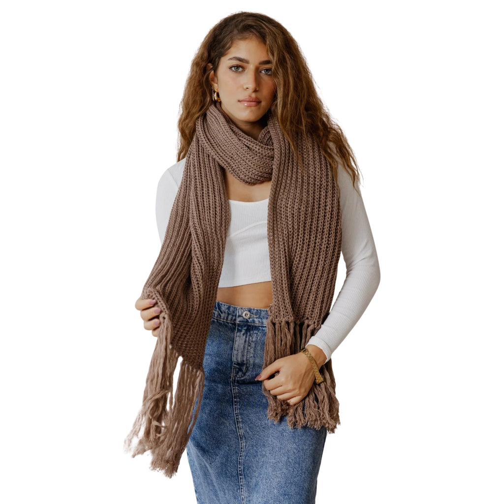 عباءة بني بحافة مزخرفة يدويا