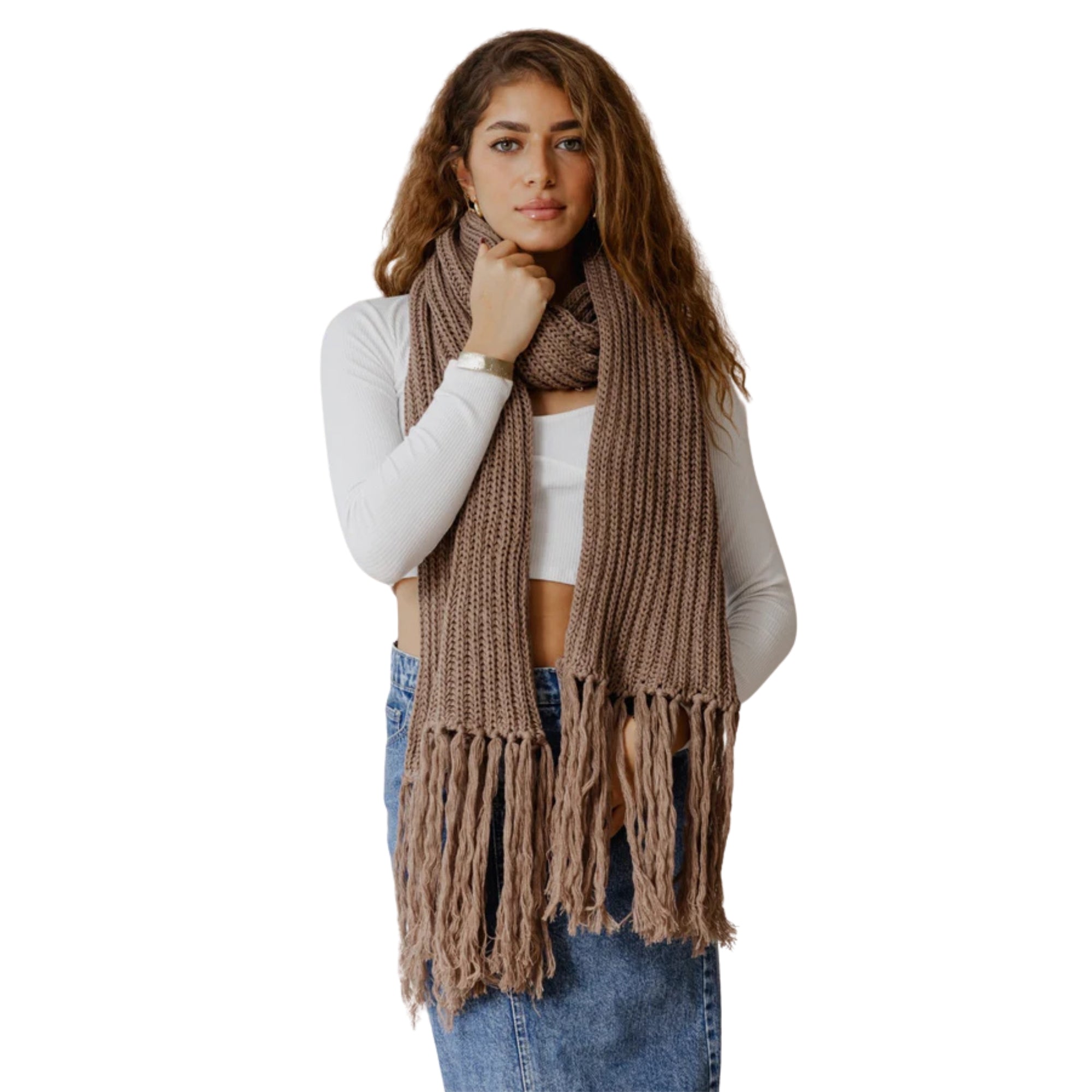 عباءة بني بحافة مزخرفة يدويا