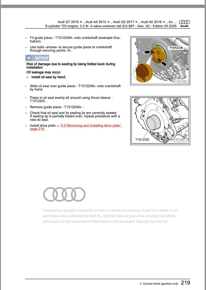 Audi A4 B9 2015-2019 Service Manual Repair, Workshop Service Repair, INSTANT Download PDF