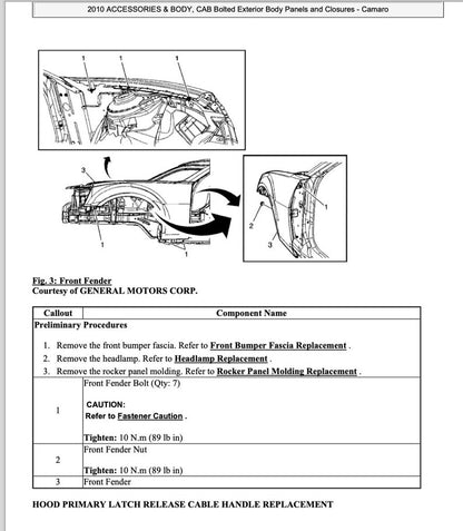 Chevrolet Camaro 2010-2011 All Engines Service Manual Repair, Workshop Service Repair, INSTANT Download PDF