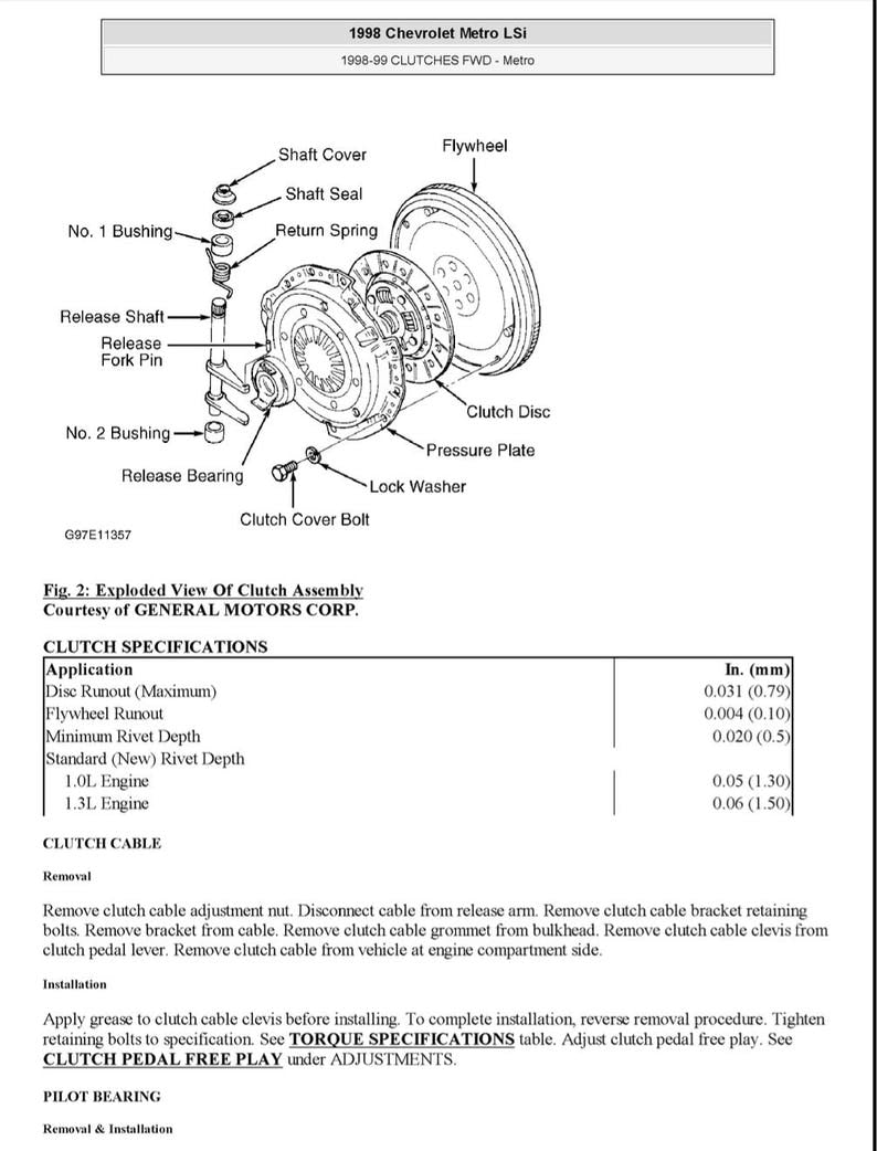 Chevrolet Metro 1998-2001 Service Manual Repair, Workshop Service Repair, INSTANT Download PDF