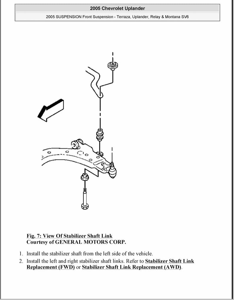 Chevrolet Uplander 2005 Service Manual Repair, Workshop Service Repair, INSTANT Download PDF