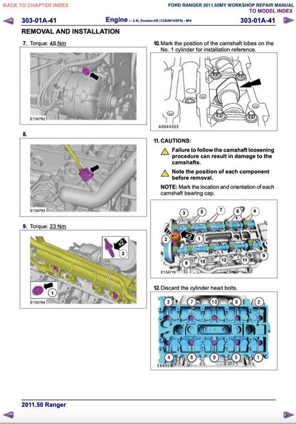 Ford Ranger IV 2012-2015 Service Manual Repair, Workshop Service Repair, INSTANT Download PDF