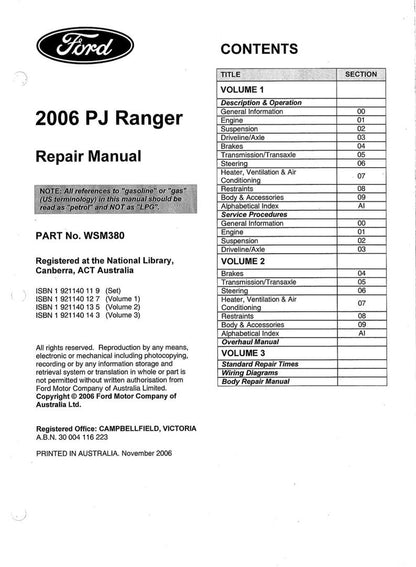 Ford Ranger III 2010-2011 Service Manual Repair, Workshop Service Repair, INSTANT Download PDF