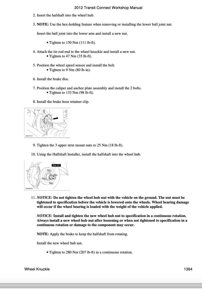 Ford Transit Connect 2006-2012 Service Manual Repair, Workshop Service Repair, INSTANT Download PDF