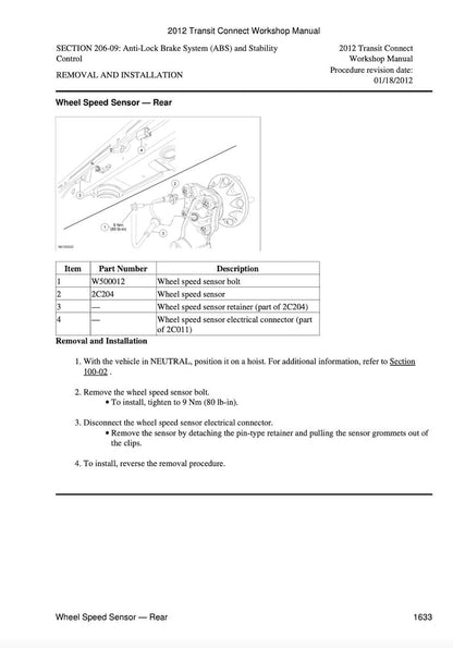Ford Transit Connect 2006-2012 Service Manual Repair, Workshop Service Repair, INSTANT Download PDF