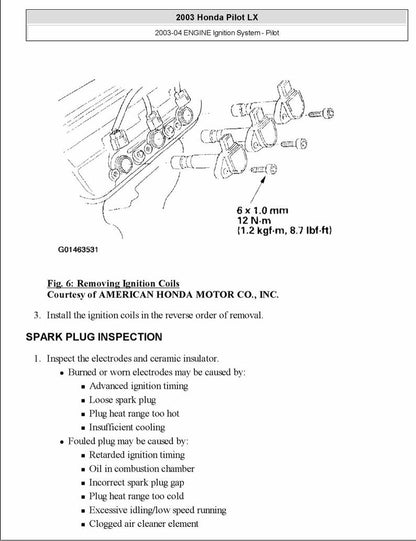 Honda Pilot 2003-2005 Service Manual Repair, Workshop Service Repair, INSTANT Download PDF