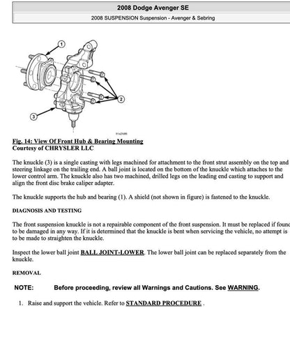 Dodge Avenger 2008-2010 Service Manual Repair, Workshop Service Repair, INSTANT Download PDF