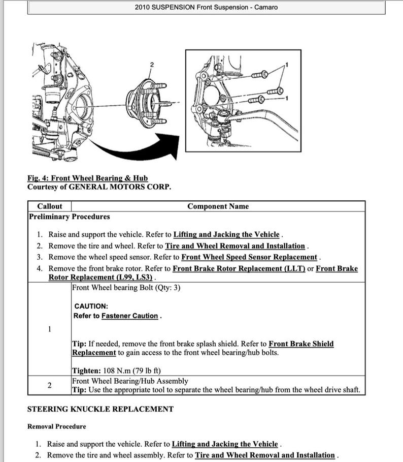 Chevrolet Camaro 2010-2011 All Engines Service Manual Repair, Workshop Service Repair, INSTANT Download PDF