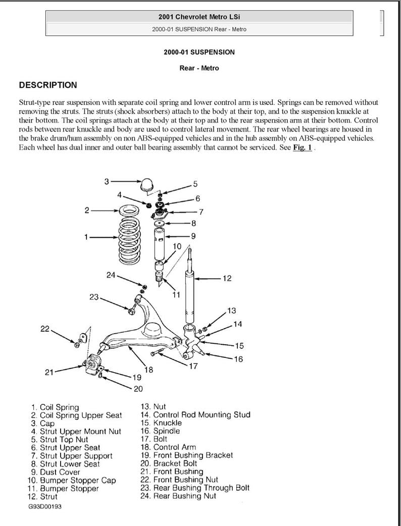 Chevrolet Metro 1998-2001 Service Manual Repair, Workshop Service Repair, INSTANT Download PDF