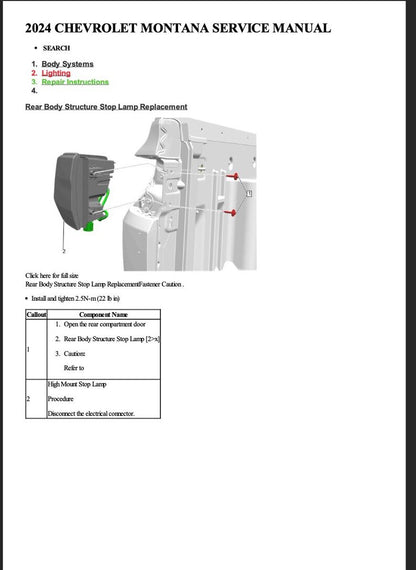 Chevrolet Montana 2024 Service Manual Repair, Workshop Service Repair, INSTANT Download PDF