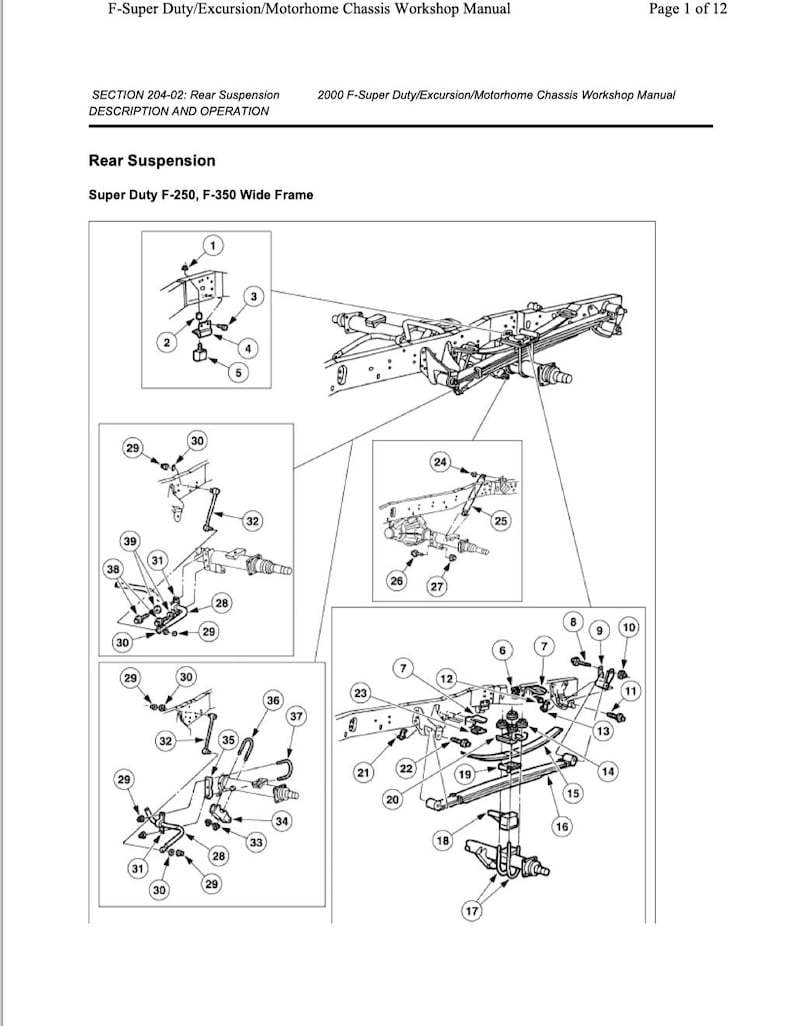 Ford F250-F550 SuperDuty 1998-2004 Service Manual Repair, Workshop Service Repair, INSTANT Download PDF