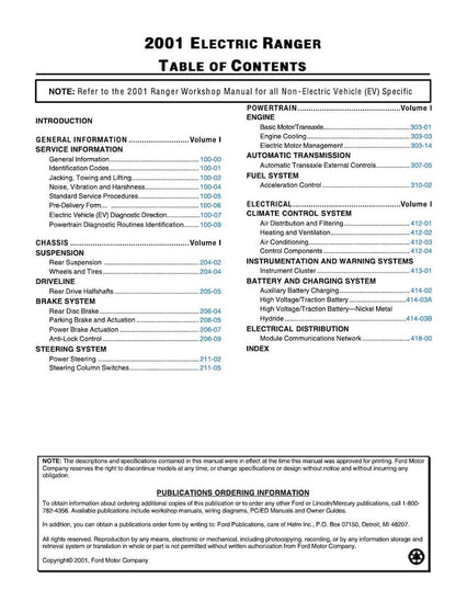 Ford Ranger EV 2001 Service Manual Repair, Workshop Service Repair, INSTANT Download PDF