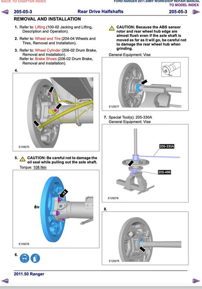 Ford Ranger IV 2012-2015 Service Manual Repair, Workshop Service Repair, INSTANT Download PDF