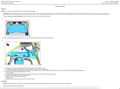 Ford Focus Electric 2012-2014 Service Manual Repair, Workshop Service Repair, INSTANT Download PDF