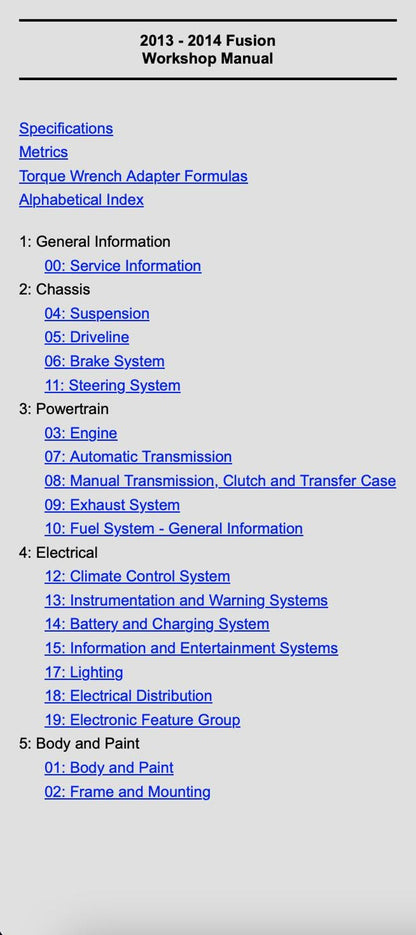 Ford Fusion 2013-2014 Service Manual Repair, Workshop Service Repair, INSTANT Download HTML