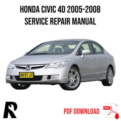 Honda Civic 4D 2005-2008 Service Manual Repair, Workshop Service Repair, INSTANT Download PDF