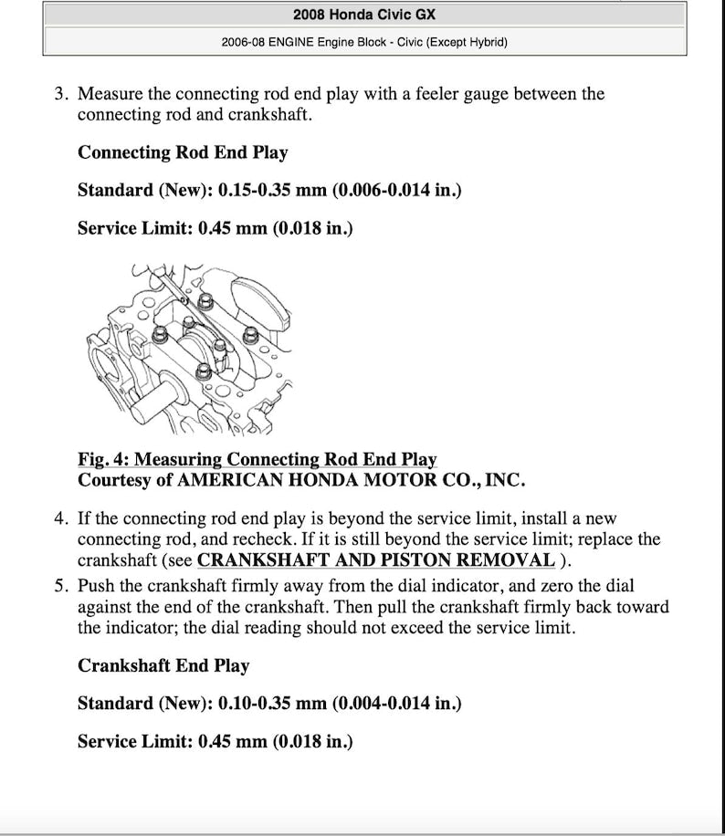 Honda Civic 4D 2005-2008 Service Manual Repair, Workshop Service Repair, INSTANT Download PDF