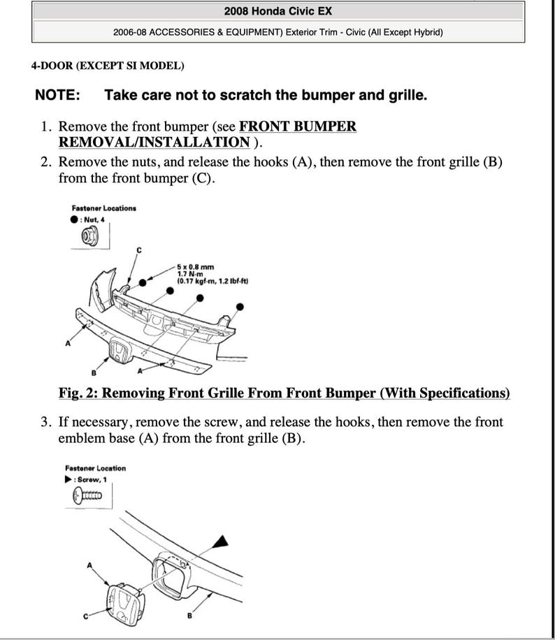 Honda Civic 4D 2005-2008 Service Manual Repair, Workshop Service Repair, INSTANT Download PDF
