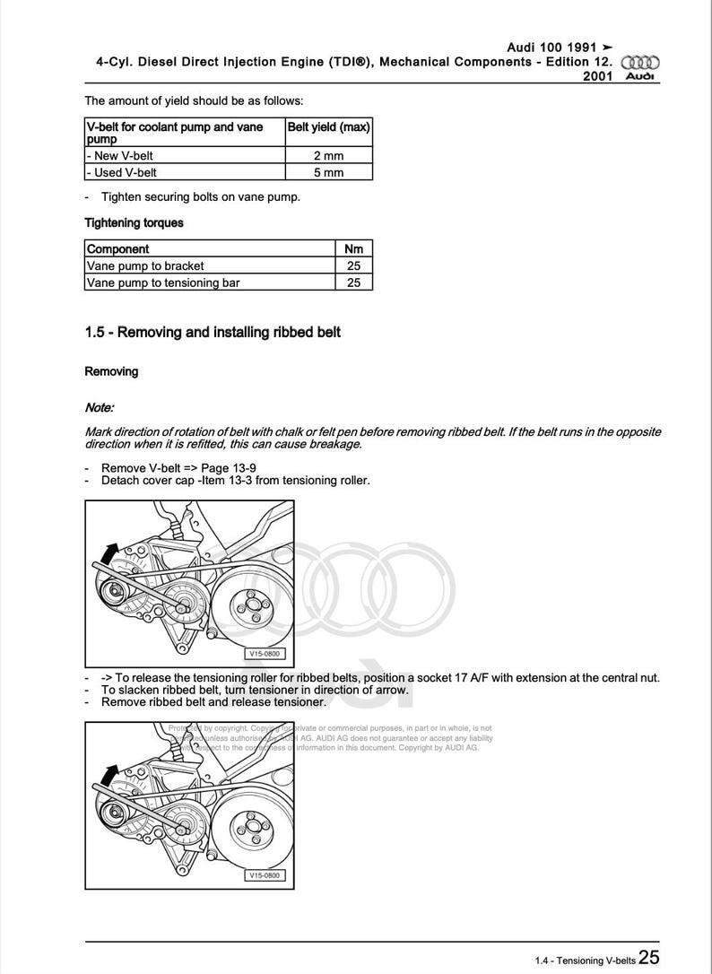Audi 100 1991-1997 Service Manual Repair, Workshop Service Repair, INSTANT Download PDF