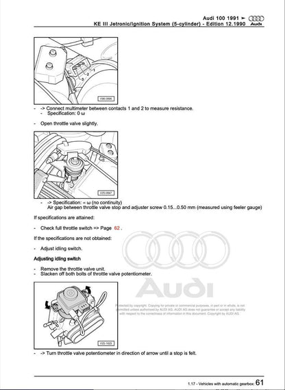 Audi 100 1991-1997 Service Manual Repair, Workshop Service Repair, INSTANT Download PDF