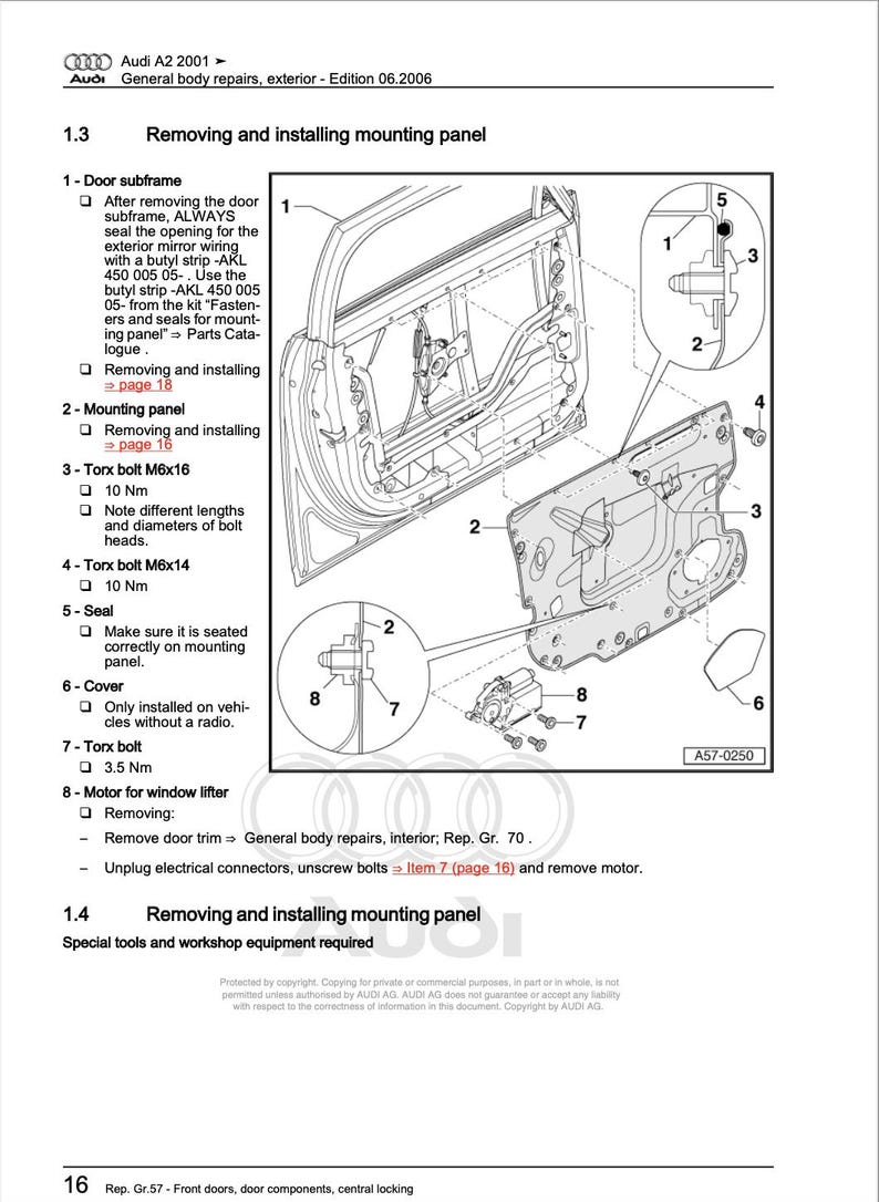 Audi A2 2000-2005 Service Manual Repair, Workshop Service Repair, INSTANT Download PDF