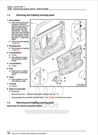 Audi A2 2000-2005 Service Manual Repair, Workshop Service Repair, INSTANT Download PDF