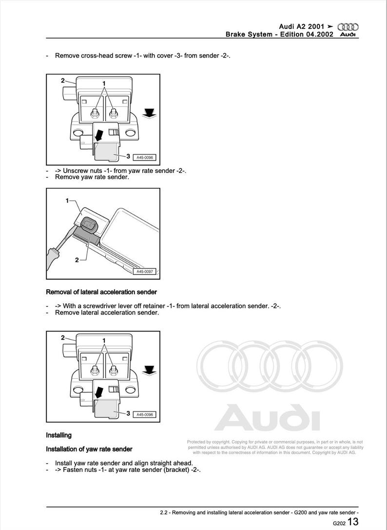 Audi A2 2000-2005 Service Manual Repair, Workshop Service Repair, INSTANT Download PDF