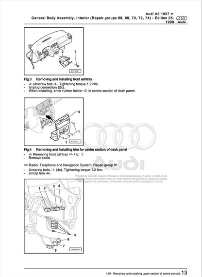 Audi A3 1997-2005 Service Manual Repair, Workshop Service Repair, INSTANT Download PDF