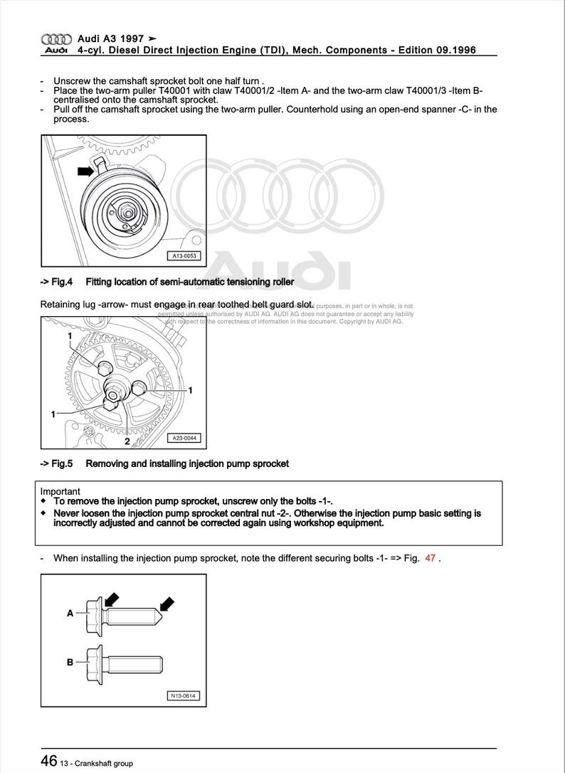 Audi A3 1997-2005 Service Manual Repair, Workshop Service Repair, INSTANT Download PDF