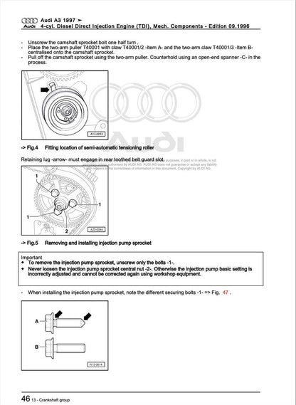 Audi A3 1997-2005 Service Manual Repair, Workshop Service Repair, INSTANT Download PDF
