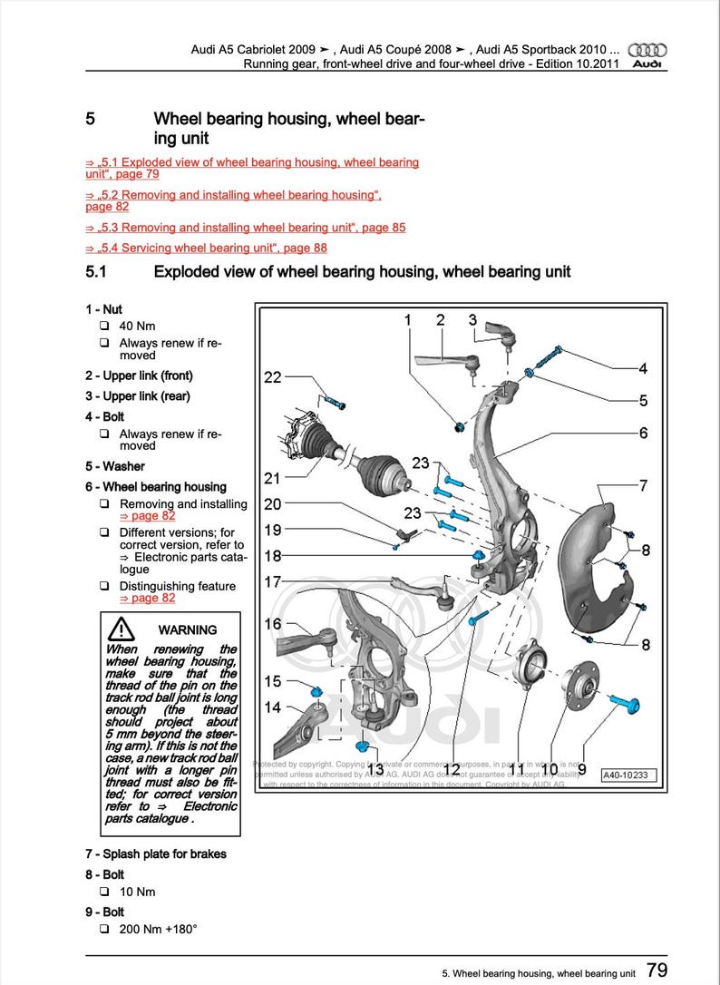 Audi A5 Coupe 2011-2016 Service Manual Repair, Workshop Service Repair, INSTANT Download PDF