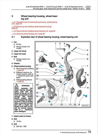 Audi A5 Coupe 2011-2016 Service Manual Repair, Workshop Service Repair, INSTANT Download PDF