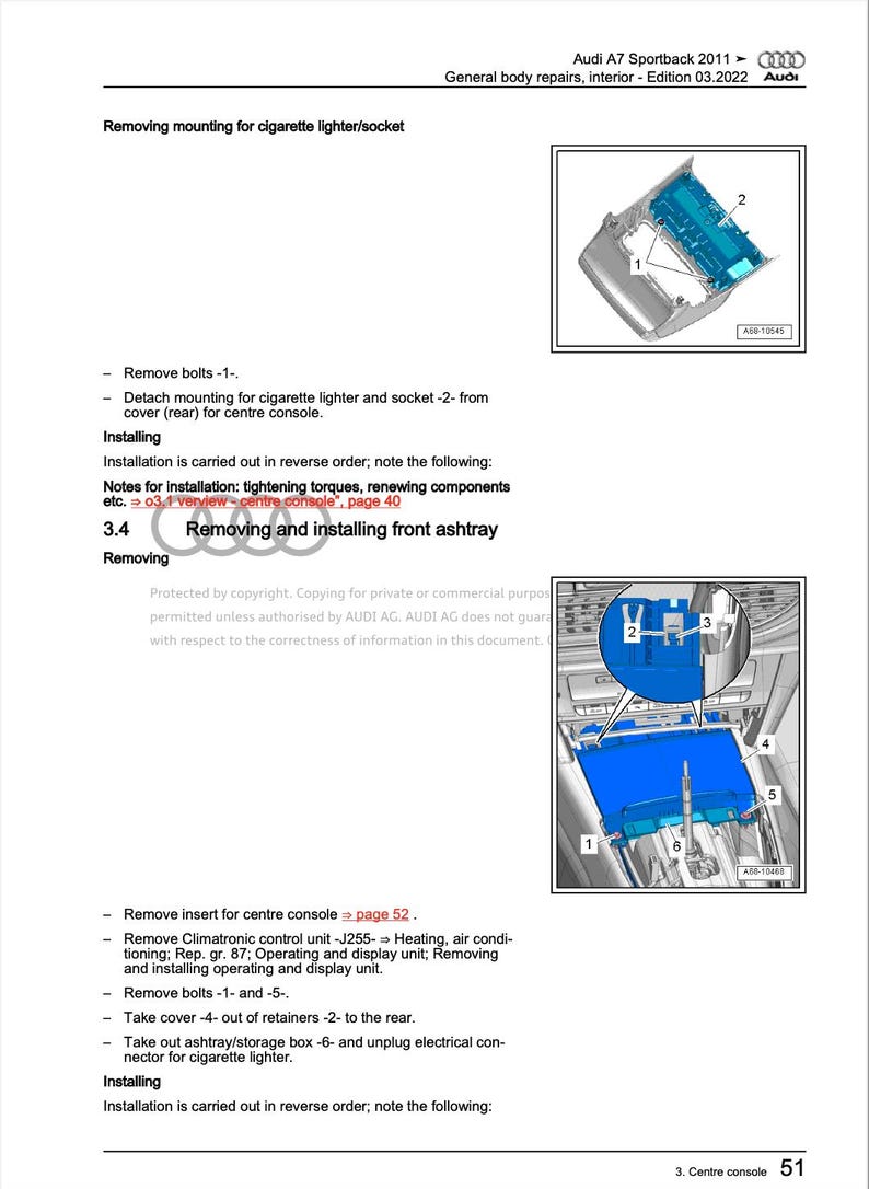 Audi A7 2011-2014 Service Manual Repair, Workshop Service Repair, INSTANT Download PDF