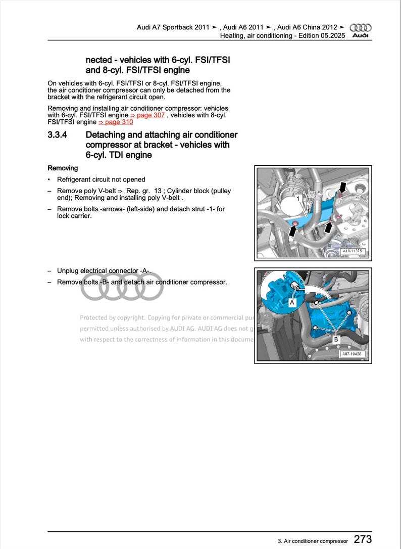 Audi A7 2011-2014 Service Manual Repair, Workshop Service Repair, INSTANT Download PDF