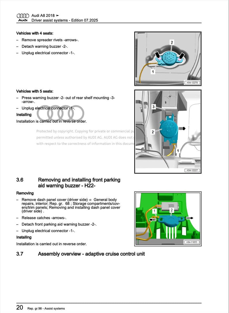 Audi A8 2022-2025 Service Manual Repair, Workshop Service Repair, INSTANT Download PDF