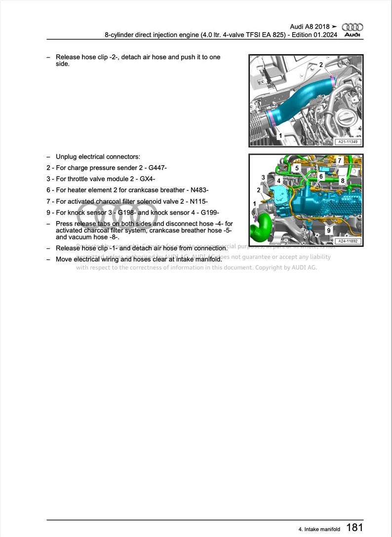 Audi A8 2022-2025 Service Manual Repair, Workshop Service Repair, INSTANT Download PDF