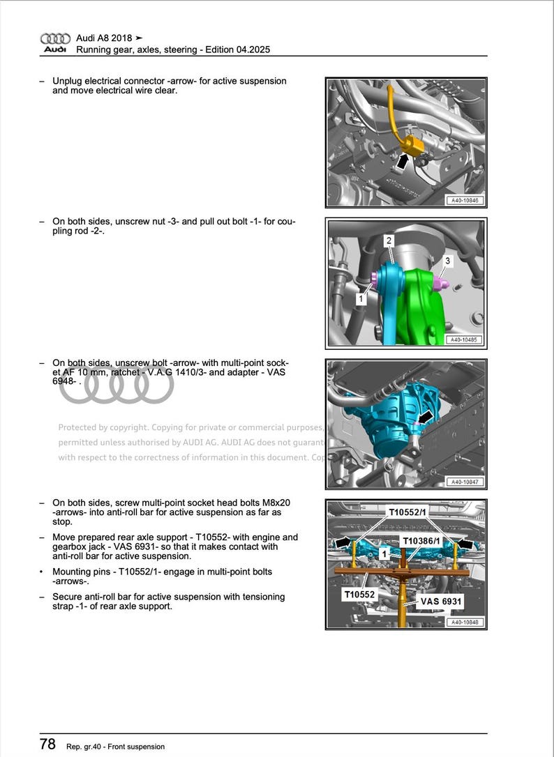 Audi A8 2022-2025 Service Manual Repair, Workshop Service Repair, INSTANT Download PDF