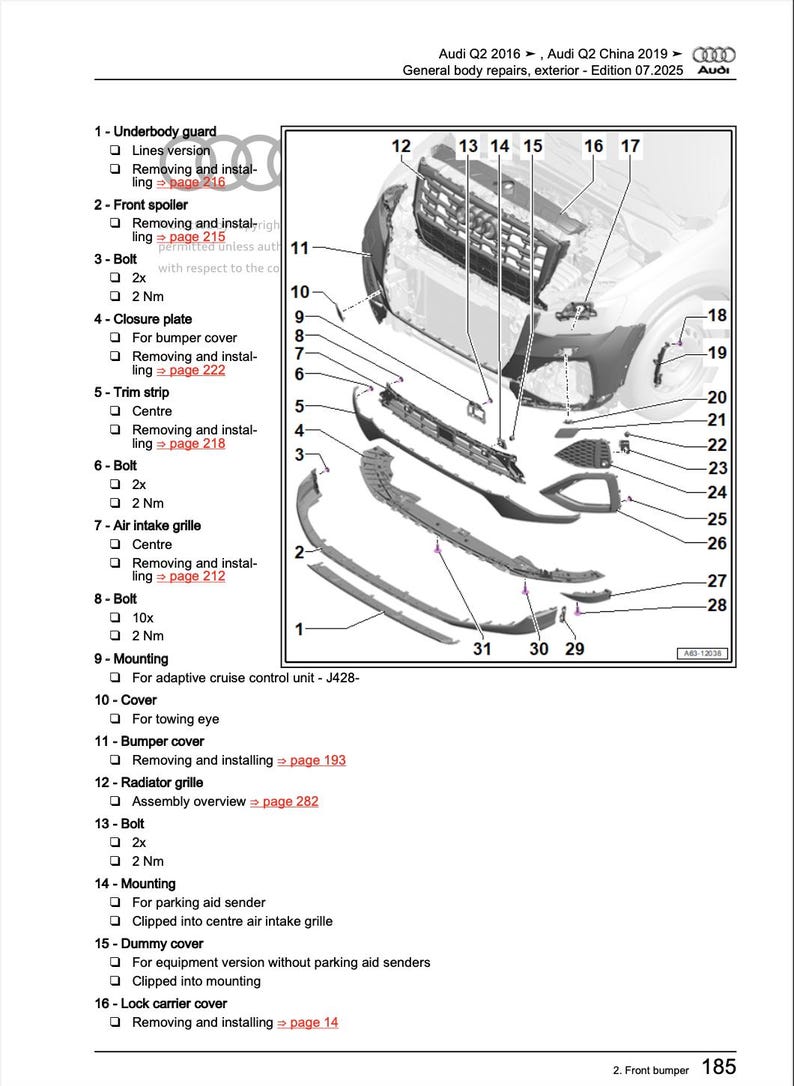 Audi Q2 2020-2025 Service Manual Repair, Workshop Service Repair, INSTANT Download PDF
