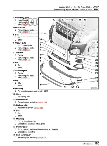 Audi Q2 2020-2025 Service Manual Repair, Workshop Service Repair, INSTANT Download PDF