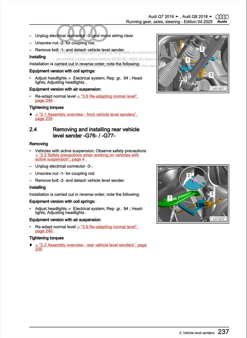 Audi Q8 2018-2023 Service Manual Repair, Workshop Service Repair, INSTANT Download PDF