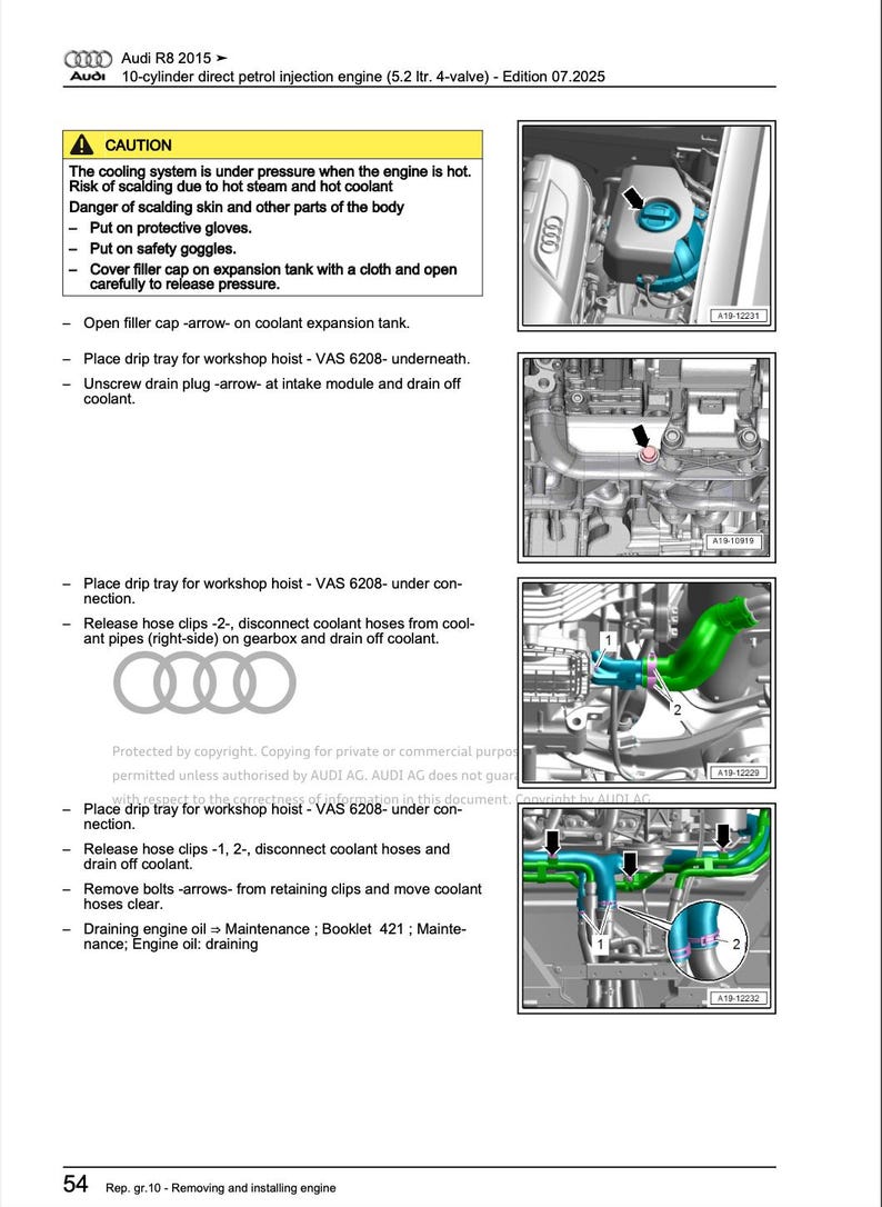 Audi R8 2019-2024 Service Manual Repair, Workshop Service Repair, INSTANT Download PDF
