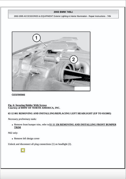 BMW 7 Series E65 2001-2005 Service Manual Repair, Workshop Service Repair, INSTANT Download PDF