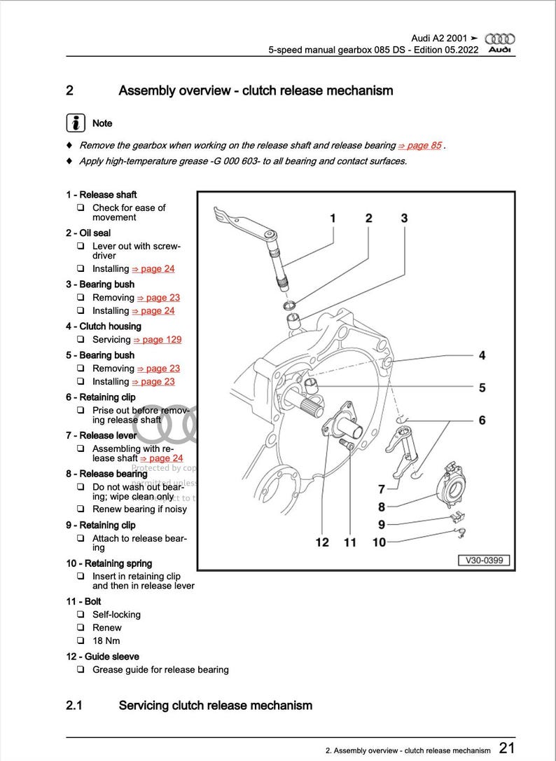 Audi A2 2000-2005 Service Manual Repair, Workshop Service Repair, INSTANT Download PDF