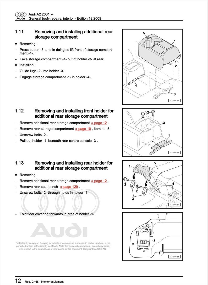 Audi A2 2000-2005 Service Manual Repair, Workshop Service Repair, INSTANT Download PDF