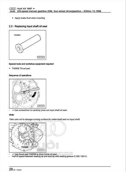 Audi A3 1997-2005 Service Manual Repair, Workshop Service Repair, INSTANT Download PDF