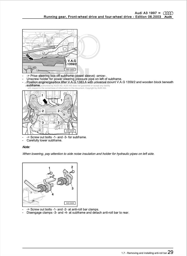 Audi A3 1997-2005 Service Manual Repair, Workshop Service Repair, INSTANT Download PDF