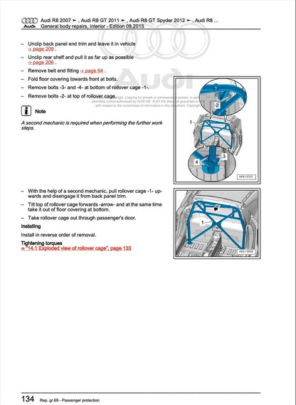 Audi R8 2007-2012 Service Manual Repair, Workshop Service Repair, INSTANT Download PDF